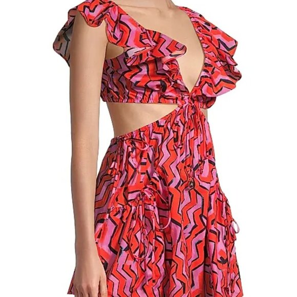 Milly Resort Delilah Chevron Mini Dress‎ SZ M NWT - Picture 1 of 11